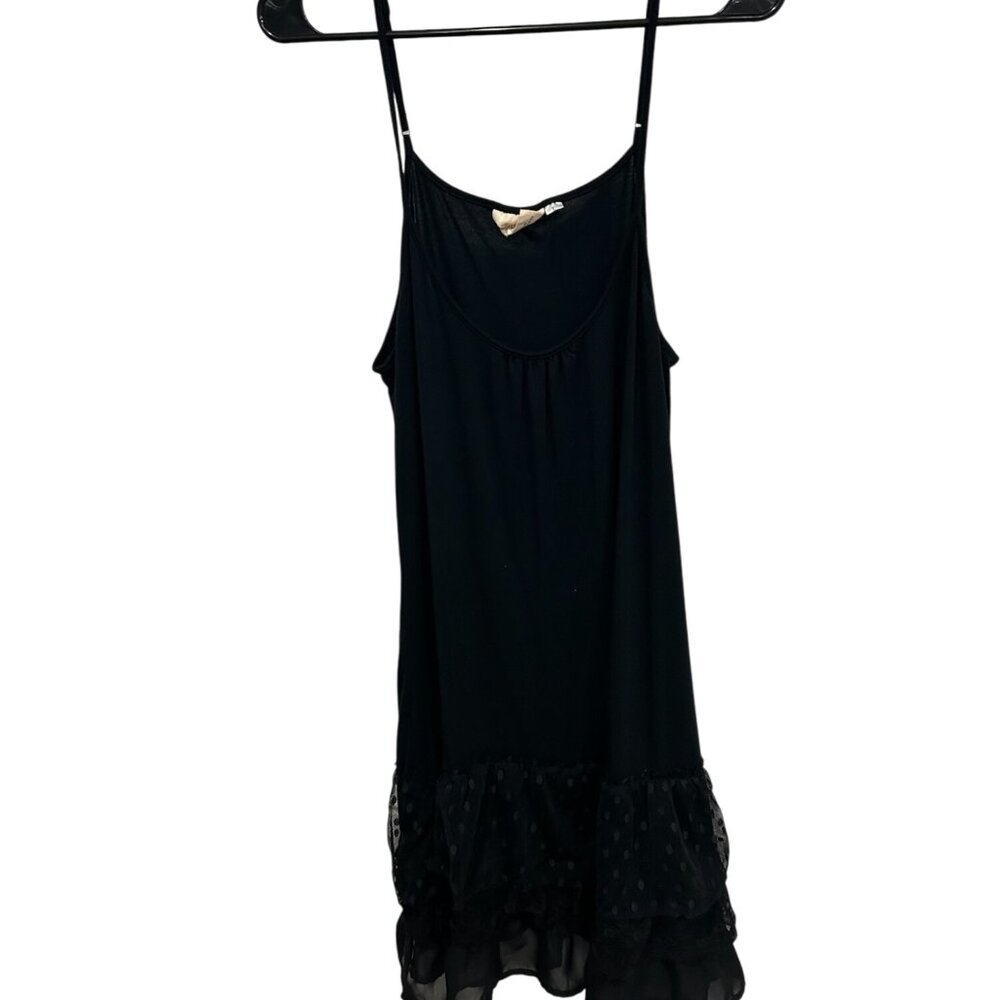 Winter Lennon Womens Black Ruffle Hem Sleeveless Slip Dress Size L Chic Flirty